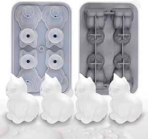 Grandi stampi per cubetti di ghiaccio in Silicone a forma di gatto 3D a 4 fori e gelatiera per regali di whisky/Bourbon-amanti dei gatti donne e uomini - Product Image 6