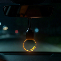 Lampe suspendue créative pour voiture, avec ampoule Edison vintage à détecteur de mouvement rechargeable, motif visage souriant, pour décoration intérieure automobile