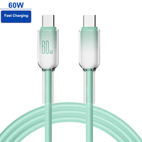 Câble tressé C vers C 60W PD à dégradé de couleurs, charge rapide PD3.0, transfert de données 480 Mbps, compatible CarPlay, plusieurs couleurs