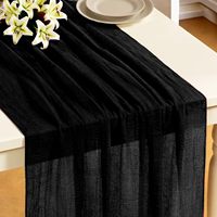 Chemin de table rustique en gaze de coton, nappe en polyester drapée pour décoration de mariage, ferme, événement bohème