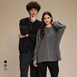 Otoño 2024 nuevo Batik Waffle 350g agua <span class=keywords><strong>de</strong></span> lavado para hacer viejo manga larga High Street moda marca hombres Retro sudaderas - Product Image 3