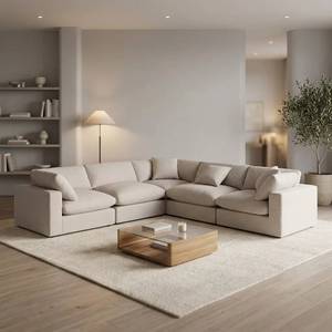 Sofá seccional modular grande, convertible, extensible, de doble cara, en forma de L, con cubierta de terciopelo, adecuado para salas de estar y - Product Image 1