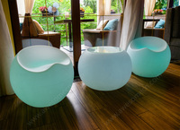 Tabouret de bar moderne en forme de pomme avec LED, en plastique étanche et rechargeable, pour la maison, le bureau, le salon, l'hôtel et le club