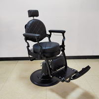 Fauteuil de Barbier en Plastique Doré Inclinable Hydraulique Rétro, Réglable en Hauteur, Rotation à 360 Degrés, Base en Acier Inoxydable pour Salon de Beauté