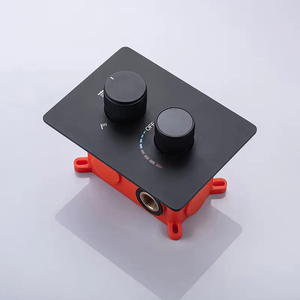 النحاس أخفى <span class=keywords><strong>2</strong></span> طريقة دش تحويل الصمام دش المياه عرض درجة الحرارة صمام خلاط أسود - Product Image 4