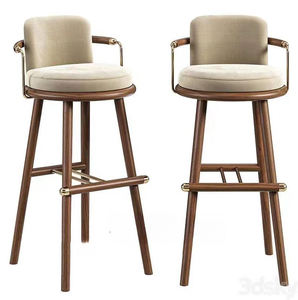 Banqueta Alta Minimalista de Madeira Maciça para <span class=keywords><strong>Bar</strong></span> Cadeira de <span class=keywords><strong>Bar</strong></span> de Designer para KTV Cadeira Criativa de Tecido para Recepção - Product Image 1