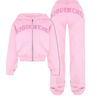 Ensemble deux pièces Penpace Garment : pantalon long décontracté taille haute en polyester/nylon avec broderie et patchs – Nouvelle collection hiver