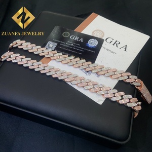 Fashion 16mm VVS1 Moissanite Cuban Link Chain Rose Gold&<b>Silver</b> <b>Necklace</b> HipHop Iced Out <b>Diamond</b> 925 <b>Silver</b> GRA Certificate - Product Image 4