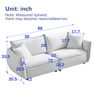 Custom Modern Living <strong>Room</strong> Fabric Chenille Triple Thickly <strong>Padded</strong> Seat Armrests Couch Loveseat 2 Seaters for Apartment Living <strong>Room</strong> - Product Image 6