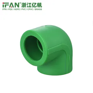 Green color ifan ppr durable quality plastic tube plumbing materials 90 degree elbow ppr pipe fittings