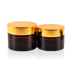 5g 10g 15g 30g 50g 60g 100g <b>Empty</b> 60ml Amber Glass Face Cream Eye Cream Skin Cream <b>Jar</b> with Gold Metal Rotary Lids - Product Image 4