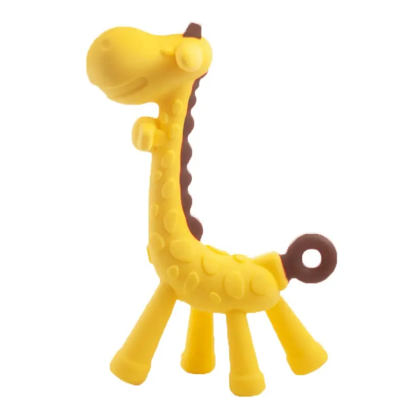 Amazon Hot Sale Newest Food Grade BPA Free Teether Animal Giraffe Textured Silicone Baby Teething Baby Toys