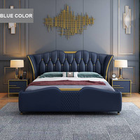 Ensemble de literie de luxe, lit double king-size, lits en cuir, ensemble de literie superposé, lits capitonnés