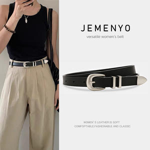 Cinturón Trenzado de Cuero Vacuno para Mujer, Marca Jemenyo, Hebilla Plateada, Delgado, Informal, para Uso en Verano - Product Image 2