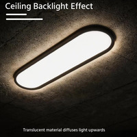 Plafonnier LED Contemporain Ultra-Mince 600mm avec Effet Rétroéclairé, Contrôle à Distance CCT 3 Niveaux, IP20 CE ROHS, Alimentation CA pour Maison et Bureau