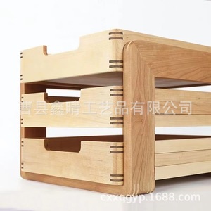 Boîte de rangement cosmétique en bois à tiroir coulissant, organiseur de bureau créatif en bois, boîte de rangement multicouche en bois massif - Product Image 4