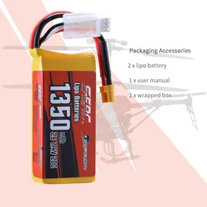 SUNPADOW 1350mAh 7.4V 20C 2S Lipo Battery With XT30 Plug For RC Airplane Quadcopter Helicopter Drone FPV Racing Hobby