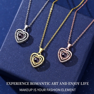 2026 Trendiger Stil: 100 Sprachen "Ich Liebe Dich" Kristall-Strass-Projektions-Halskette Herzförmig Valentinstag <span class=keywords><strong>Liwu</strong></span> - Product Image 4