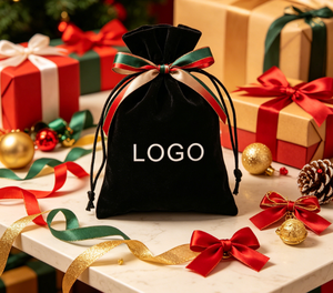 Bolsas de Terciopelo Negro con Cordón, Bolsitas Personalizadas con Logotipo para Joyería, para Anillos, Aretes, Collares y Embalaje - Product Image 3
