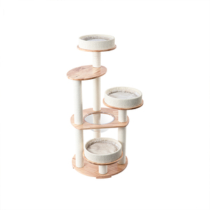 Villa d'activités pour chat professionnelle de luxe, grande taille, en bois, 4 niveaux, plateforme de <span class=keywords><strong>saut</strong></span>, tour griffoir, durable - Product Image 1