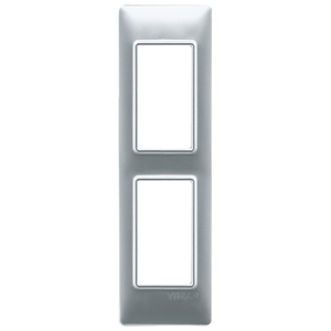 Vimar Wall <b>Switch</b> Plate Matt Silver 2 Gang 18mm Length 5mm Width 0.9mm Height - Product Image 1