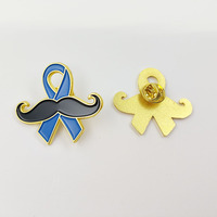 Épinglette métallique personnalisée avec logo moustache bleue pour la sensibilisation au cancer de la prostate