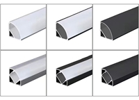 16*16mm 45 grados esquina aluminio LED perfil tapas accesorios para COB tira luces anodizado canal LED difusor