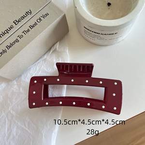 Pince à cheveux Ankra Rouge à pois, grande pince requin en plastique, accessoires capillaires variés - Product Image 3