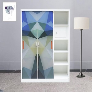 Porte coulissante en acier imprimé numérique Meubles de chambre à coucher <span class=keywords><strong>3</strong></span> <span class=keywords><strong>portes</strong></span> <span class=keywords><strong>Armoire</strong></span> à fleurs imprimée <span class=keywords><strong>Miroir</strong></span> en métal <span class=keywords><strong>Armoire</strong></span> de placard <span class=keywords><strong>Armoire</strong></span> Prix - Product Image 5