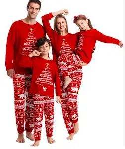 2022 wholesale christmas pajama winter warm and soft Daddy Mom Boy Girl and Dog Pajama Set suitable for family Christmas Pajamas