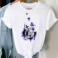 T-shirt tendance pour femme, style années 90, manches courtes, motif imprimé, design personnalisé, dessin animé de fille de tennis