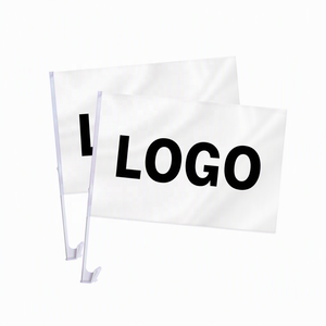Bandera Personalizada para Ventana de Auto con Logotipo Impreso, 12x18 Pulgadas, Doble Cara, Poliéster, con Clip y Asta de Plástico - Product Image 1