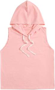 Bulk Wholesale High Quality 93% Cotton 7% Spandex <b>Sleeveless</b> Tshirt Hoody Screen Print Plain Gym Hoodie Tank <b>Top</b> Female - Product Image 4