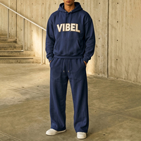 Ensemble de survêtement molletonné de haute qualité pour hommes, imprimé sur mesure, coupe oversize, comprenant un sweat à capuche et un pantalon de survêtement épais, idéal pour le sport