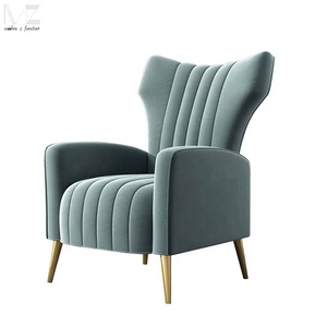 Sang trọng thép không gỉ nhung giọng Vải Cánh tay sofa cánh cao trở lại cánh tay ghế vàng duy nhất phòng chờ ghế cho phòng khách - Product Image 3