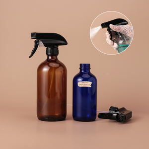 ขวดแก้วใส่น้ำมันหอมระเหยแบบเติมได้ขวดบอสตันพร้อมปั๊มสเปรย์ทริกเกอร์สีดำขนาด250มล. 500มล. สีฟ้าใส - Product Image 3
