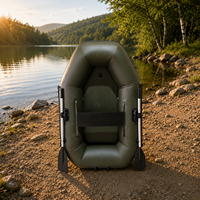 Bateau de pêche gonflable vert durable de 180 m pour la carpe et le poisson-chat, avec plancher stable, montage et installation faciles, rangement portable
