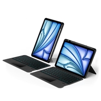 Étui pour tablette en cuir PU avec protection de clavier magnétique et emplacement pour stylet pour iPad Air 11 M2 2024, housse de clavier