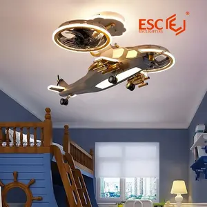 Lampu langit-langit kamar Anak logam populer lampu langit-langit kamar anak-anak 5 kecepatan helikopter lampu langit-langit dengan kipas