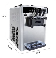 Machine à glace molle professionnelle de comptoir, trois saveurs, avec pompe à air, en acier inoxydable, haute production, contrôle numérique