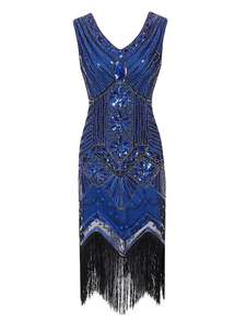 New Women <strong>Plus</strong> <strong>Size</strong> 4xl Sequin Paisley <strong>Flapper</strong> Tassel Glam Party Cocktail Evening <strong>Dresses</strong> - Product Image 6