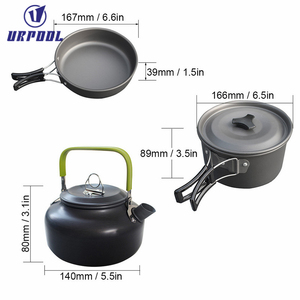 Bộ Dụng Cụ Nấu Ăn Cắm Trại Nhẹ Với Ấm Đun Nước Bộ Nồi Và Chảo Đi Bộ Đường Dài Gấp Gọn Bằng Nhôm Cho 1/2/3/<span class=keywords><strong>4</strong></span>/5 Người - Product Image 4