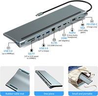12 En 1 USB C HUB Carga de energía Controladores Usb Gigabit Lan 1000 MB/S Estación de acoplamiento para computadora portátil Monitor dual USB HUB