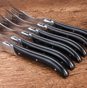 Fourchettes à steak <span class=keywords><strong>Laguiole</strong></span> Naixin Guangdong modernes et durables en acier inoxydable avec <span class=keywords><strong>manche</strong></span> en <span class=keywords><strong>bois</strong></span> noir de haute qualité, épaissies - Product Image 3