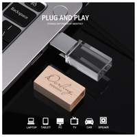 Clé USB 2.0 en bois JASTER avec cristal, 4 Go, 8 Go, 16 Go, 32 Go, 64 Go, stockage de mémoire, disque U, clé USB OTG