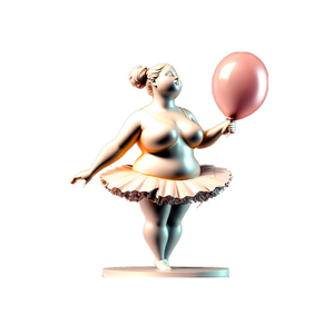 Paffuto Dacing ragazza di balletto che tiene palloncino Hoel decorazione di arte moderna resina arte bianca pura danza grassa donna Sexy statuetta - Product Image 1