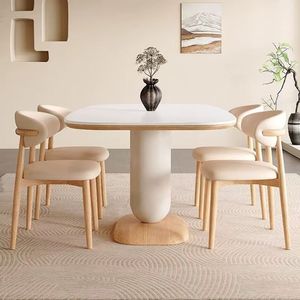 <span class=keywords><strong>โต๊ะ</strong></span>อาหารทรงสี่เหลี่ยมหินอ่อนหน้าท็อปสีขาวธรรมชาติ ขาตั้ง<span class=keywords><strong>ไม้</strong></span>สไตล์นอร์ดิกสุดหรู ปี 2026 เฟอร์นิเจอร์ตกแต่งบ้าน - Product Image 4