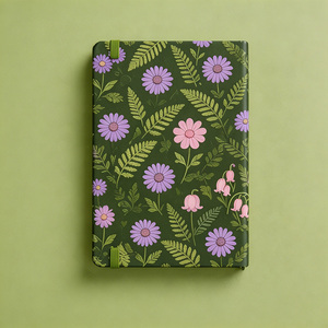 Carnet à couverture rigide vert floral personnalisé A5, journal <span class=keywords><strong>botanique</strong></span> avec bande élastique pour cadeaux - Product Image 2