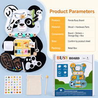 Tableau d'activités Montessori en bois en forme de panda, avec lacets, loquets, tuiles numériques, perles de labyrinthe et boîte de vente au détail – Vente en gros