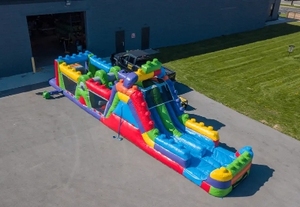 Kommerzieller 2-spuriger Hindernis parcours Aufblasbares Schloss Riesen baustein Party <span class=keywords><strong>Leap</strong></span> Bouncer Challenge Break Hüpfburg - Product Image 2